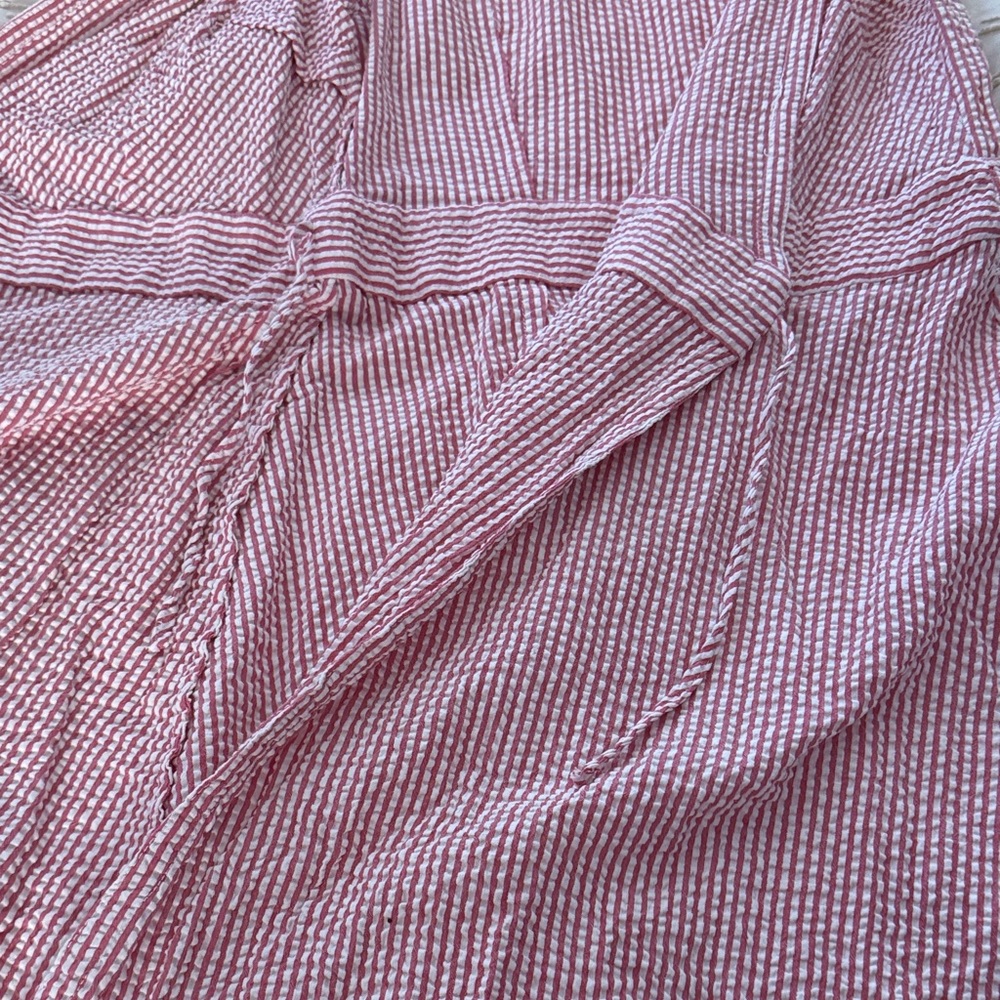 Red and White Seersucker Tommy Hilfiger Wrap Dress - Picture 7 of 7